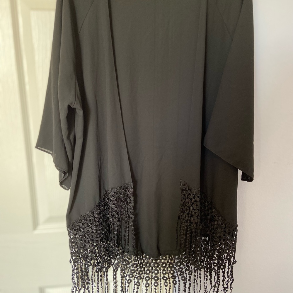 Black kimono with fringe